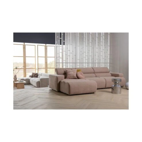 Novi Chaise Longue Bank Links Bouclé Taupe
