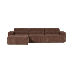 Novi Chaise Longue Bank Links Ribstof Mokkabruin