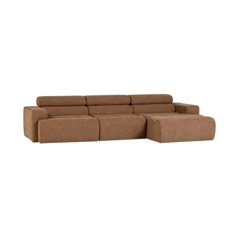Novi Chaise Longue Bank Rechts Bouclé Karamelbruin