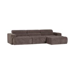 Novi Chaise Longue Bank Rechts Ribstof Grijsbruin