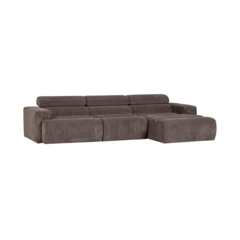 Novi Chaise Longue Bank Rechts Ribstof Grijsbruin