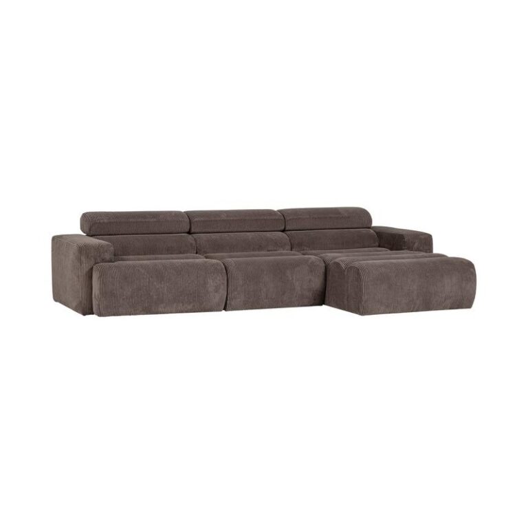 Novi Chaise Longue Bank Rechts Ribstof Grijsbruin