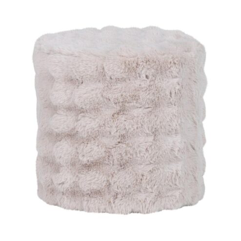 Olven Poef Hoog Fluffy Stof Naturel 46cm