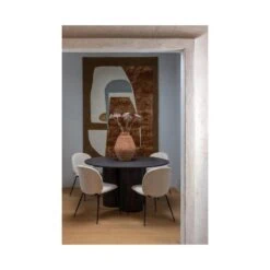 Oona Eettafel Rond Met 3-Poot MDF Donkerbruin 140cm