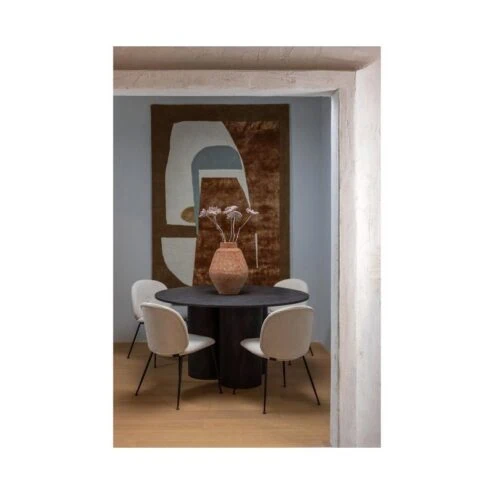 Oona Eettafel Rond Met 3-Poot MDF Donkerbruin 140cm