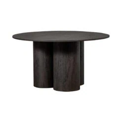 Oona Eettafel Rond Met 3-Poot MDF Donkerbruin 140cm