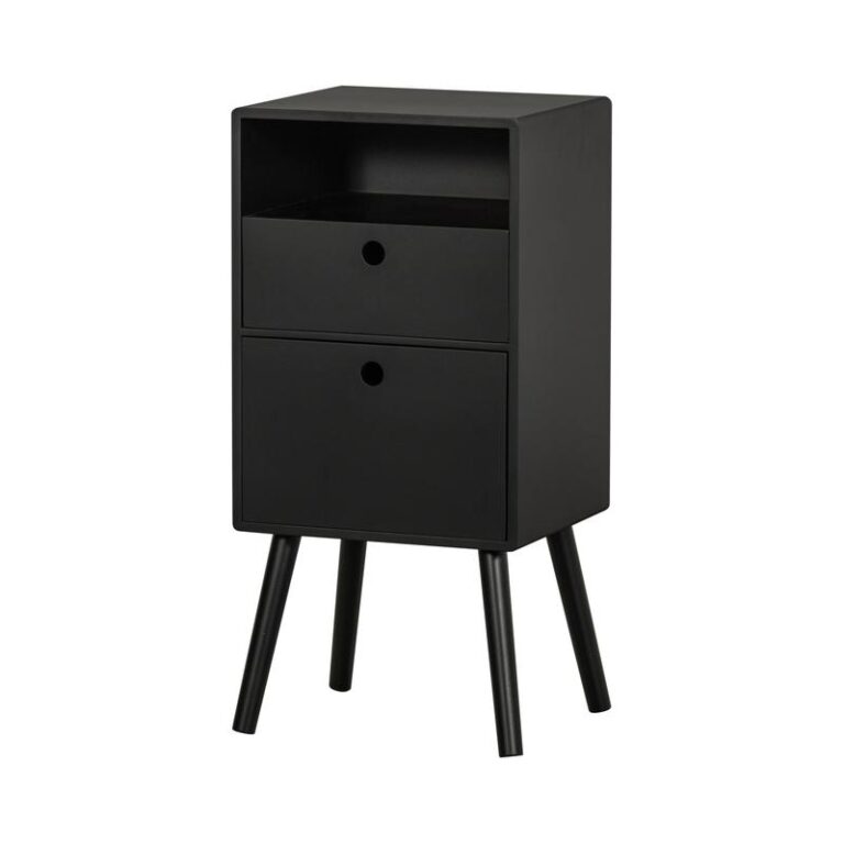 Ozzy Nachtkastje Hoog Hout Zwart 36cm