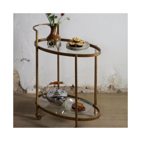 Push Trolley Metaal Antique Brass 67cm