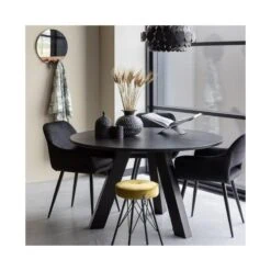 Rhonda Eettafel rond Eiken Blacknight 129cm