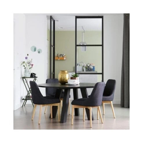Rhonda XL Eettafel rond Eiken Blacknight 150cm