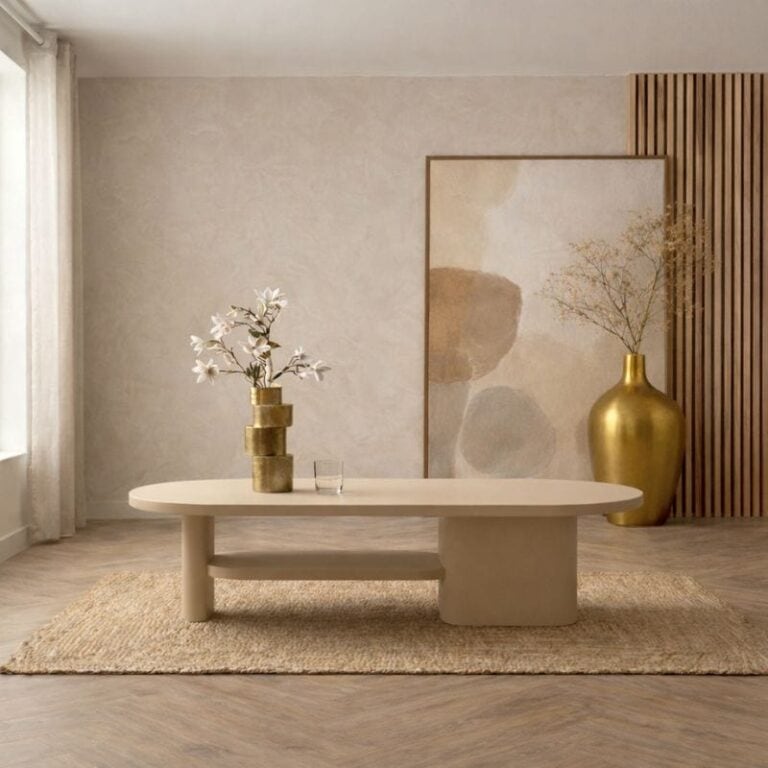 Rona Salontafel dicht Beige mangohout 110cm