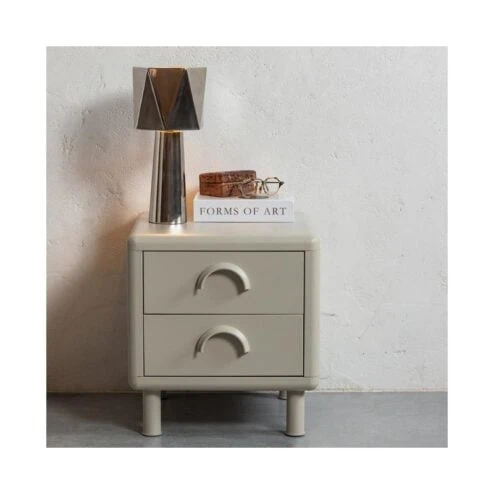 Rune Nachtkastje 2 Lades Metaal Zand 45cm