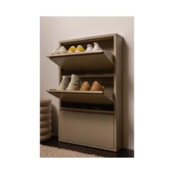 Sabine 3-Vaks Schoenenkast Metaal Zand 66cm