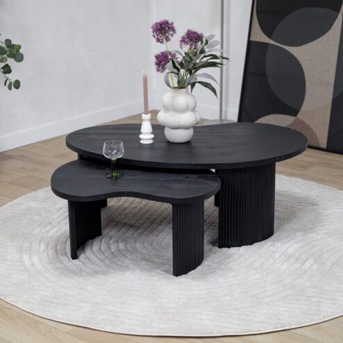 Salontafel Asger set van 2 zwart 110/70cm