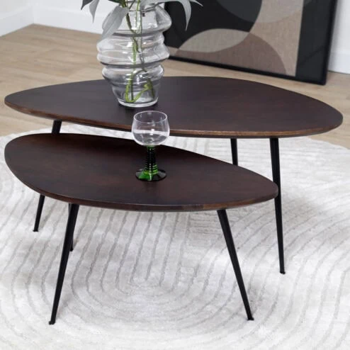 Salontafel Rosa set van 2 bruin 90/70cm