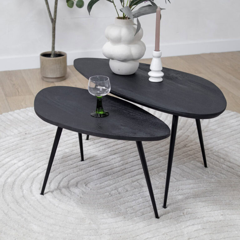Salontafel Rosa set van 2 zwart 90/70cm