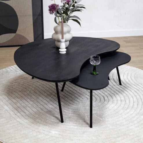 Salontafel Signe set van 2 zwart 120/92cm