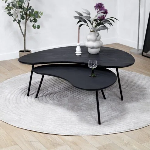 Salontafel Signe set van 2 zwart 120/92cm