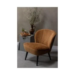 Sara Fauteuil Structure Velvet Cognac