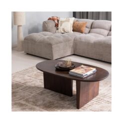 Seam Salontafel ovaal Mangohout Donkerbruin 110cm