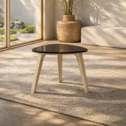 Siem Salontafel L Beige/bruinglas 70cm