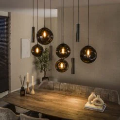 Solaro 9-lichts Hanglamp Bruin glas