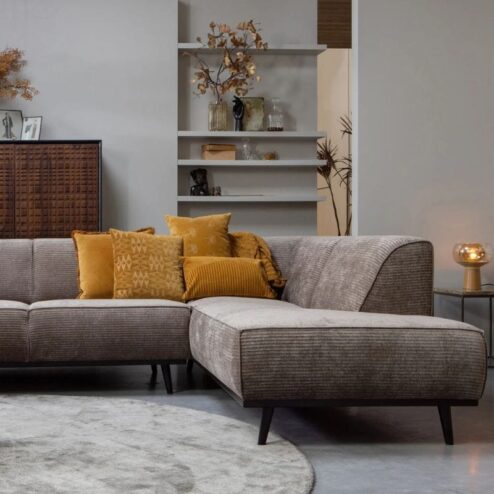 Statement Hoekbank Rechts Ribstof Taupe