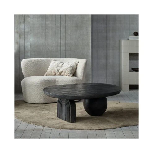 Steppe Salontafel Mangohout Zwart 110cm