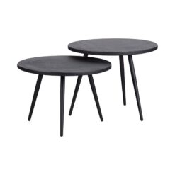 Suze Bijzettafel rond set van 2 Hout/Metaal Zwart