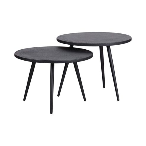 Suze Bijzettafel rond set van 2 Hout/Metaal Zwart