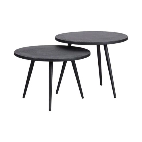 Suze Bijzettafel rond set van 2 Hout/Metaal Zwart