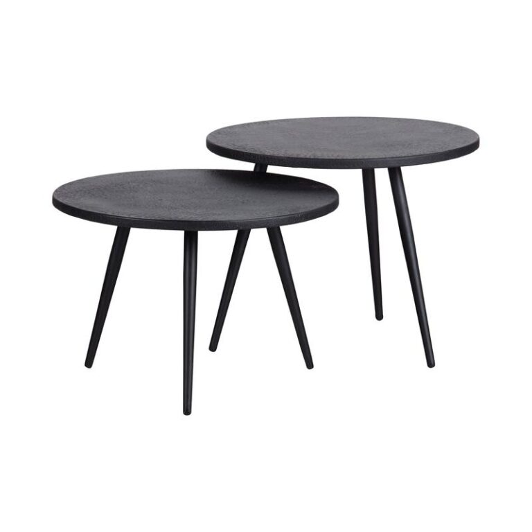 Suze Bijzettafel rond set van 2 Hout/Metaal Zwart