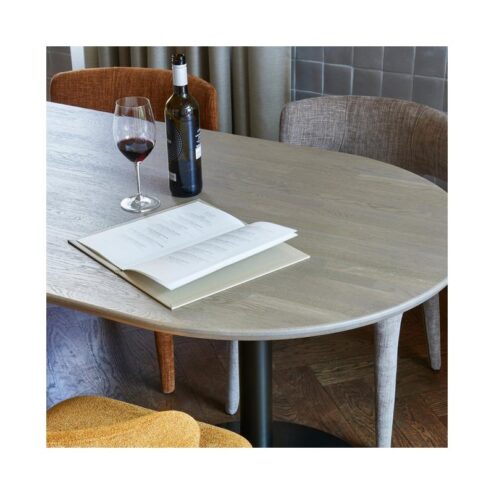 Tablo Eettafel ovaal VL Eikenhout pebble grey/zwart 220cm