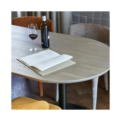 Tablo Eettafel ovaal VL Eikenhout pebble grey/zwart 220cm