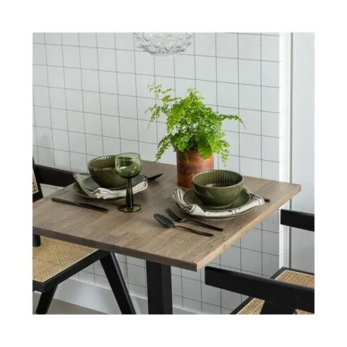 Tablo Eettafel vierkant VL Eikenhout cashmere brown 80cm