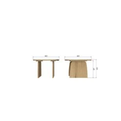 Tablo Salontafel organisch Eikenhout cashmere brown 60cm