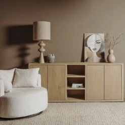 Tenna Dressoir naturel mangohout 220cm