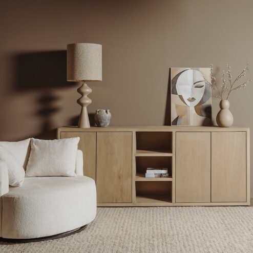 Tenna Dressoir naturel mangohout 220cm