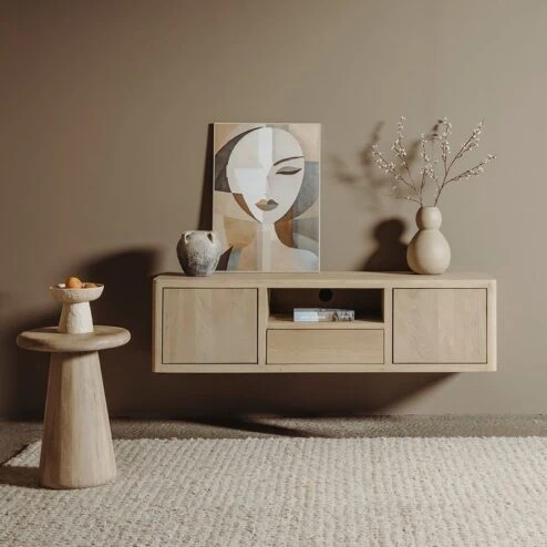 Tenna zwevend Tv meubel naturel mangohout 150cm