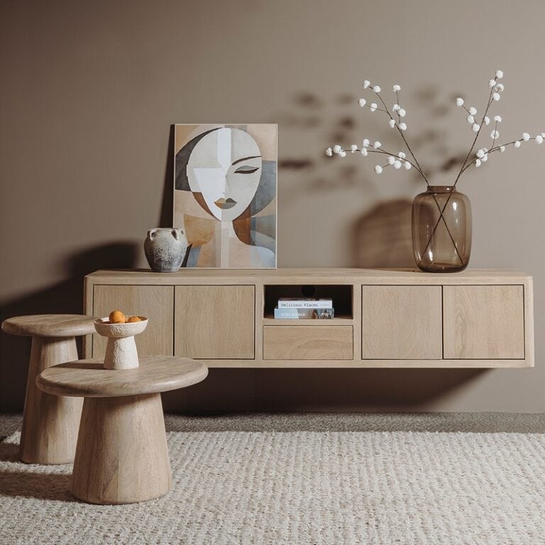 Tenna zwevend Tv meubel naturel mangohout 200cm