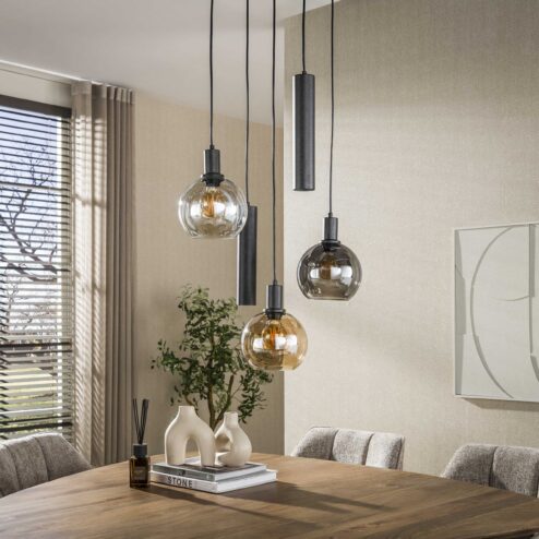 Tessio 5-lichts Hanglamp Getrapt Multikleur glas