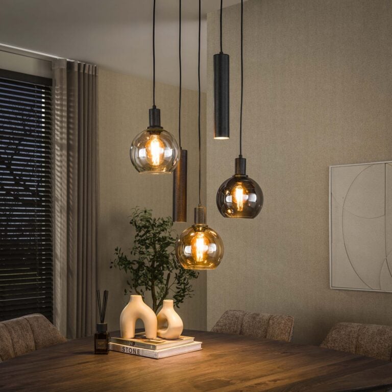 Tessio 5-lichts Hanglamp Getrapt Multikleur glas