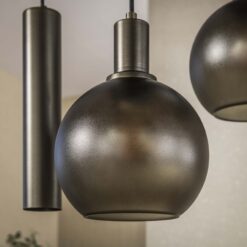 Tessio 7-lichts Hanglamp bruin-frosted