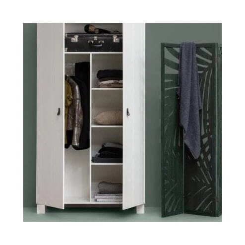 Ties Kledingkast Grenen Wit 111cm