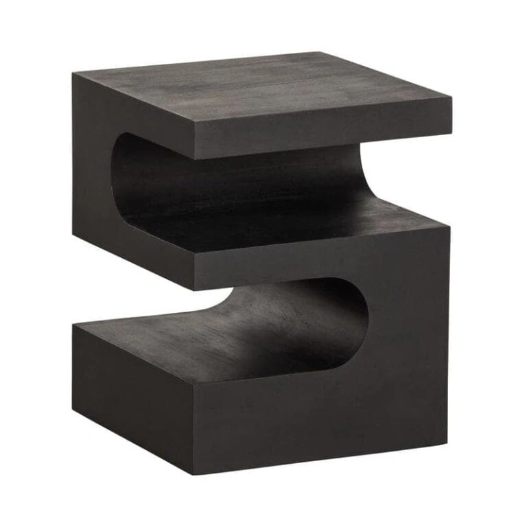 Toma Bijzettafel Mangohout Zwart 40cm