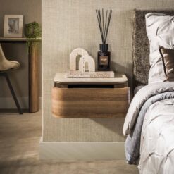 Valentina Nachtkastje Zwevend 1 lade Keramiek Travertin 45cm