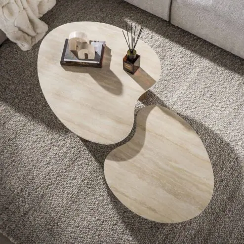 Vittoria Salontafel Aperto Set van 2 keramiek Travertin 102cm