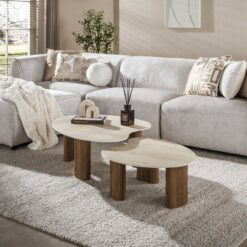 Vittoria Salontafel Aperto Set van 2 keramiek Travertin 102cm