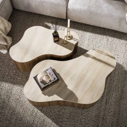 Vittoria Salontafel Grande Set van 2 keramiek Travertin 135cm