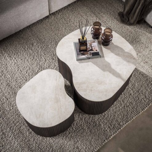 Vittoria Salontafel Medio Set van 2 keramiek Bruin  90cm